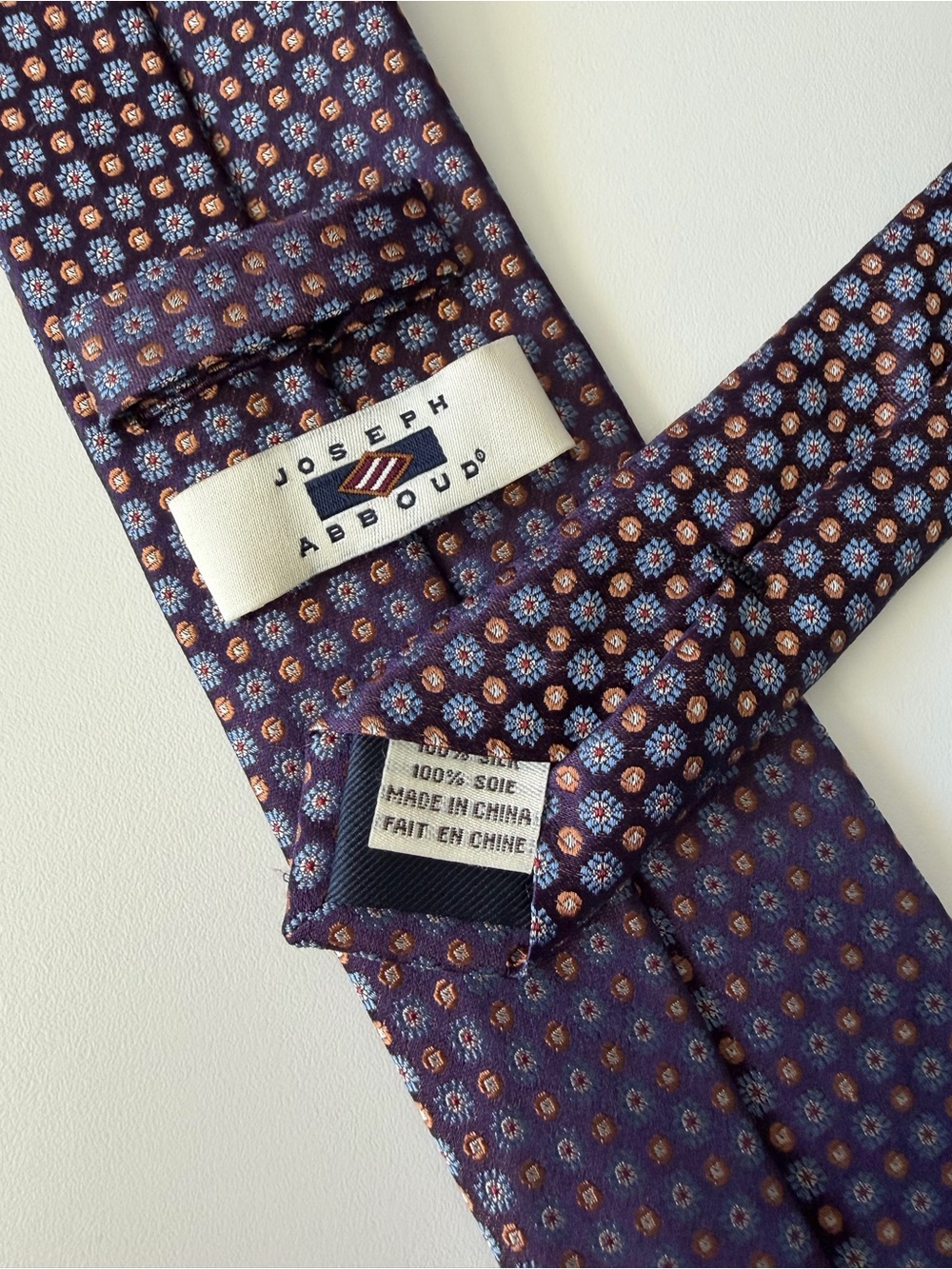 Joseph Abboud	Purple Floral Medallion Woven Jacquard Skinny	100% Silk Tie Skinny